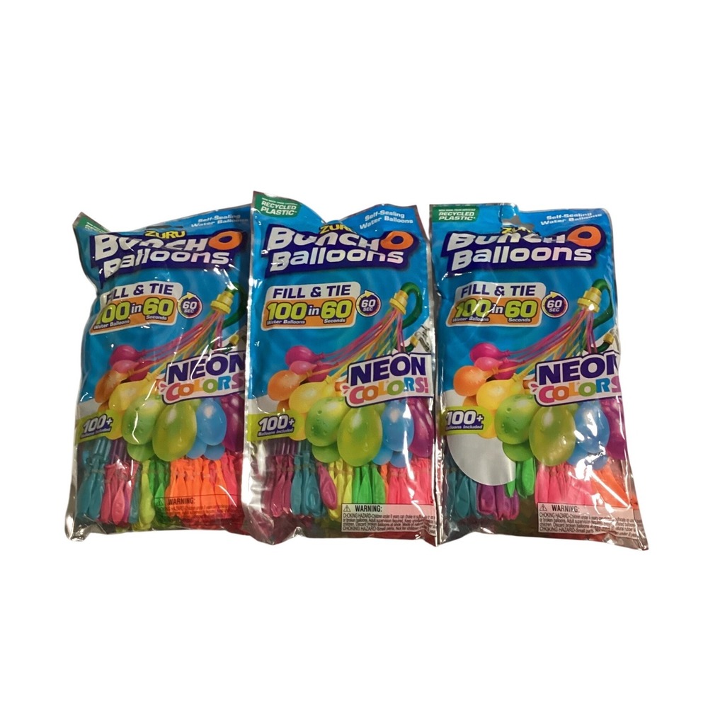 Zuru‎ Bunch O Balloons Neon Colors 3 Pack Self Sealing Water Balloons 300 Total